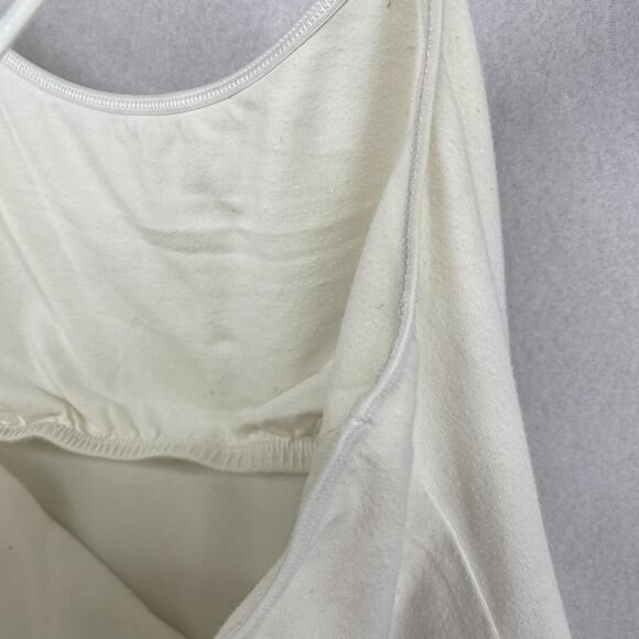 EILEEN FISHER Tank Top M Organic Cotton Jersey Racerback Halter Shelf Bra Ivory - Picture 7 of 13